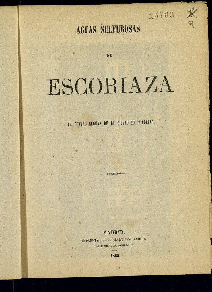 Miniatura de Aguas sulfurosas de Escoriaza: (a cuatro leguas de la ciudad de Vitoria)