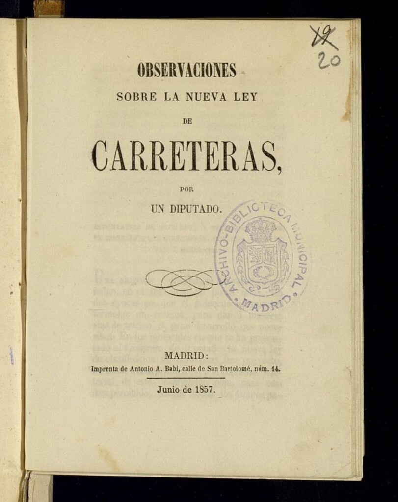 Miniatura de Observaciones sobre la nueva ley de carreteras, por un diputado