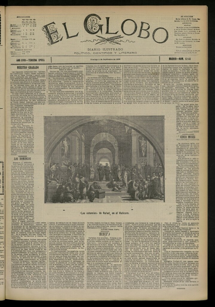 Miniatura de El Globo : diario ilustrado del 4 de septiembre de 1892, nº 6146