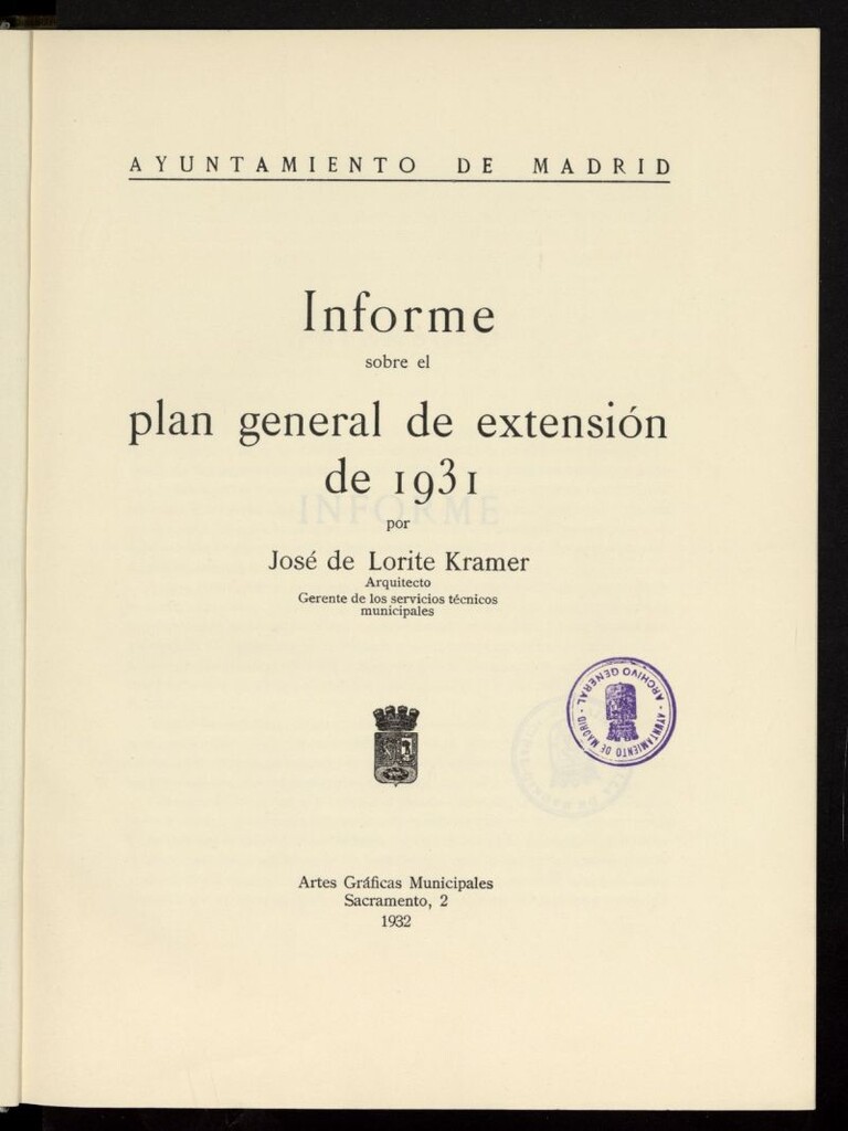 Miniatura de Informe sobre el plan general de extensión de 1931