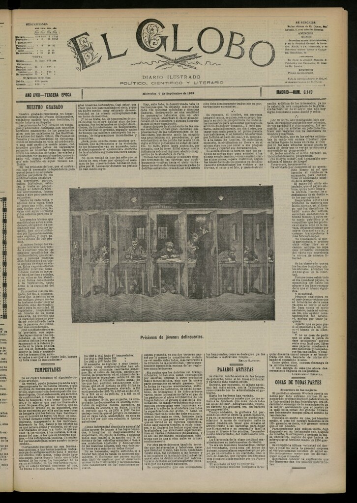 Miniatura de El Globo : diario ilustrado del 7 de septiembre de 1892, nº 6149