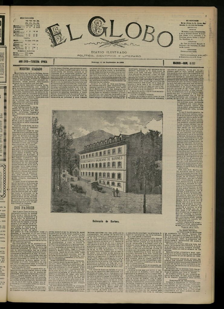 Miniatura de El Globo : diario ilustrado del 11 de septiembre de 1892, nº 6153