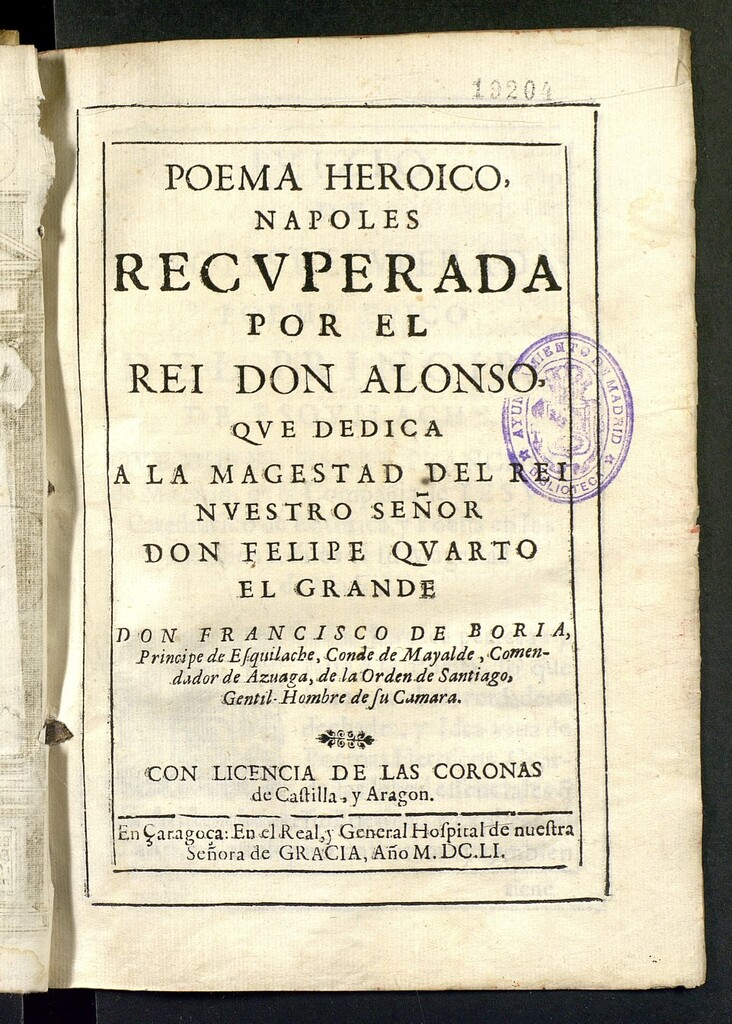 Miniatura de Poema heroico, Napoles recuperada por el rei don Alonso