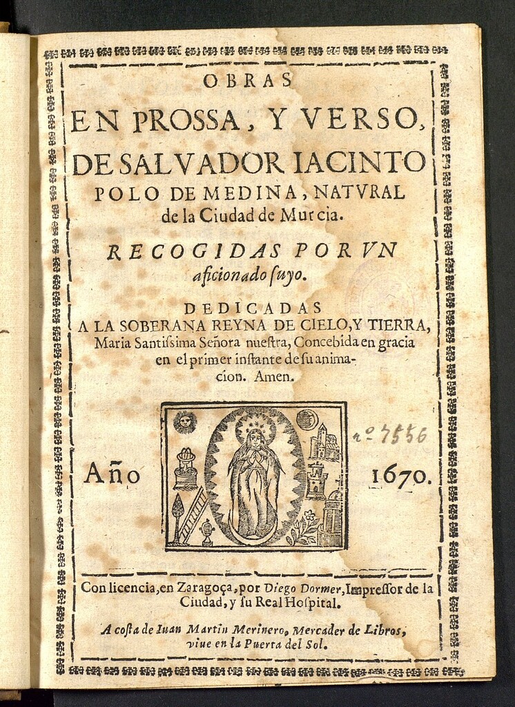 Miniatura de Obras en prossa y verso de Salvador Iacinto Polo de Medina ...