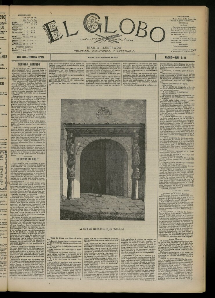 Miniatura de El Globo : diario ilustrado del 13 de septiembre de 1892, nº 6155