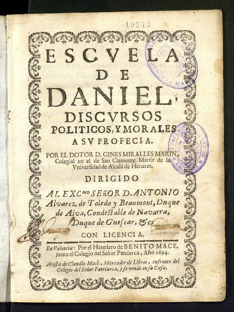 Miniatura de Escuela de Daniel : discursos politicos y morales a su profecia