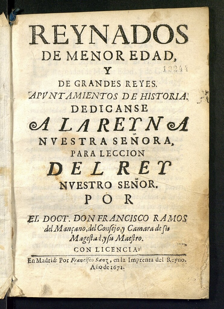 Miniatura de Reynados de menor edad y de grandes reyes : apuntamientos de historia...