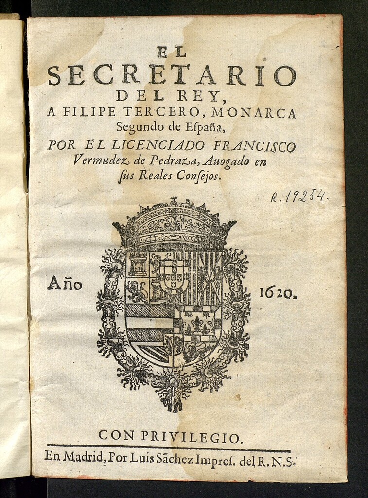Miniatura de El Secretario del rey, a Filipe Tercero, monarca segundo de España