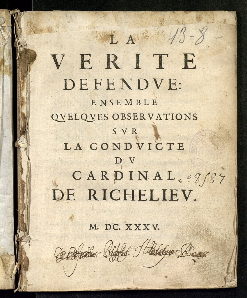 Miniatura de La verite defendue : ensemble quelques observations sur la conducte du Cardinal de Richelieu