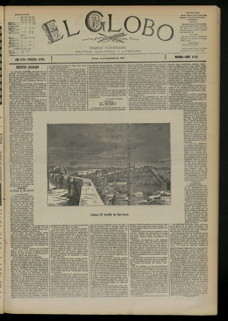 Miniatura de El Globo : diario ilustrado del 16 de septiembre de 1892, nº 6158