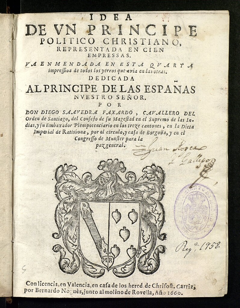 Miniatura de Idea de vn principe politico christiano representada en cien empressas...