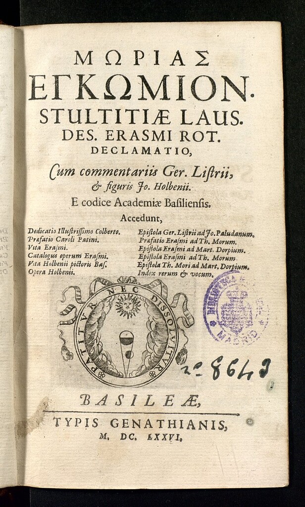 Miniatura de Morias egkomion = Stultitiae laus