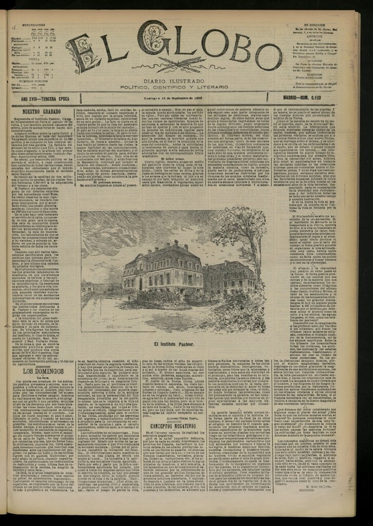 Miniatura de El Globo : diario ilustrado del 18 de septiembre de 1892, nº 6160