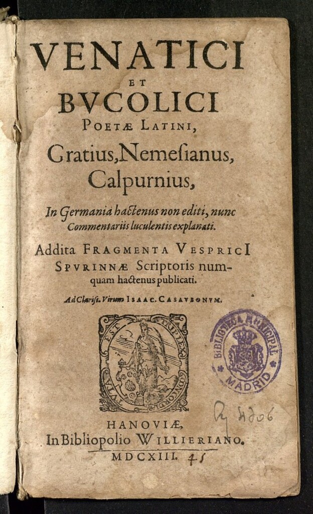 Miniatura de Venatici et bucolici poetae latini : Gratius, Nemesianus, Calpurnius