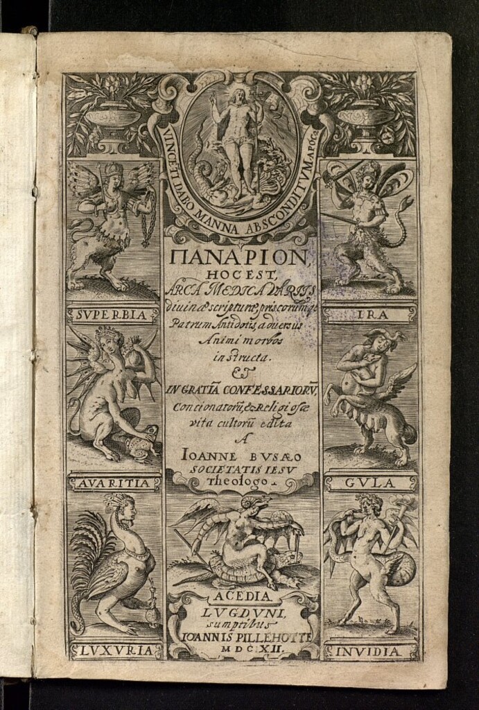 Miniatura de Panarion, hoc est, Arca medica variis diuinae scripturae, priscorumqe Patrum antidotis, aduersus animi morbos instructa et in gratia[m] confessarioru[m] concionatoru[m], & religiosae vita cultoru[m]