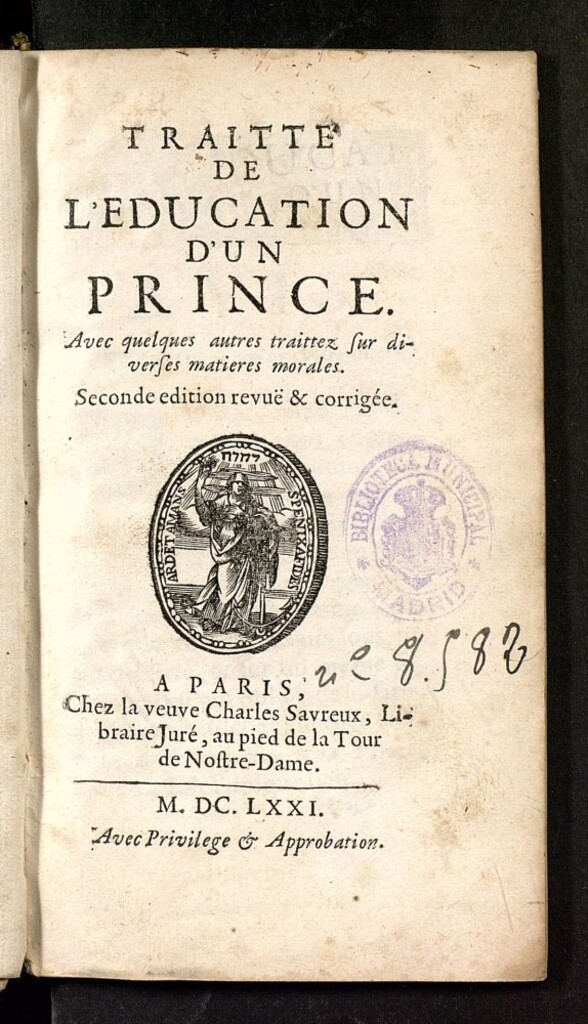 Miniatura de Traitte de l'education d'un prince : avec quelques autres traittez sur diverses matieres morales