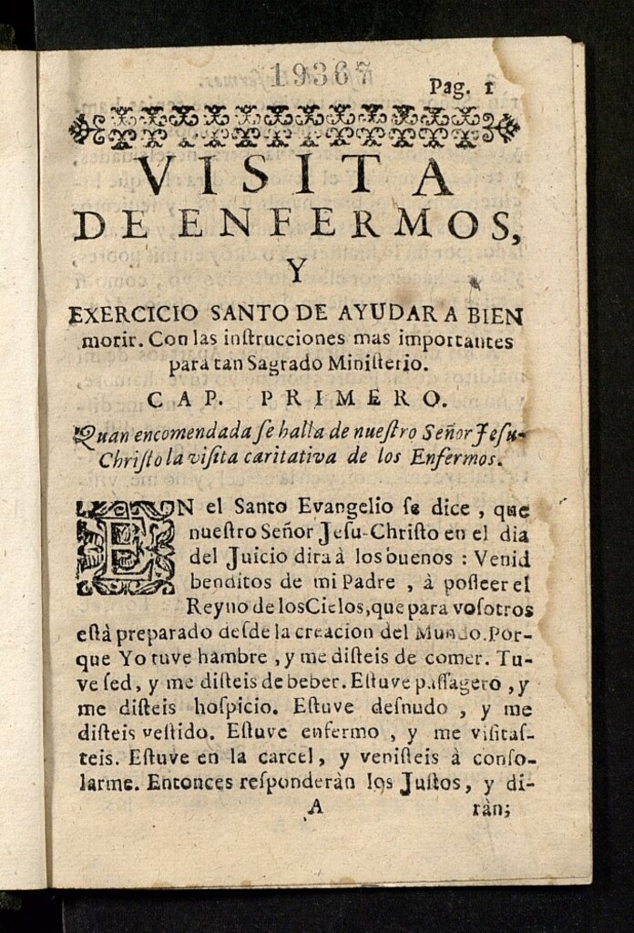 Miniatura de [Visita de enfermos, y exercicio santo de ayudar a bien morir ?]