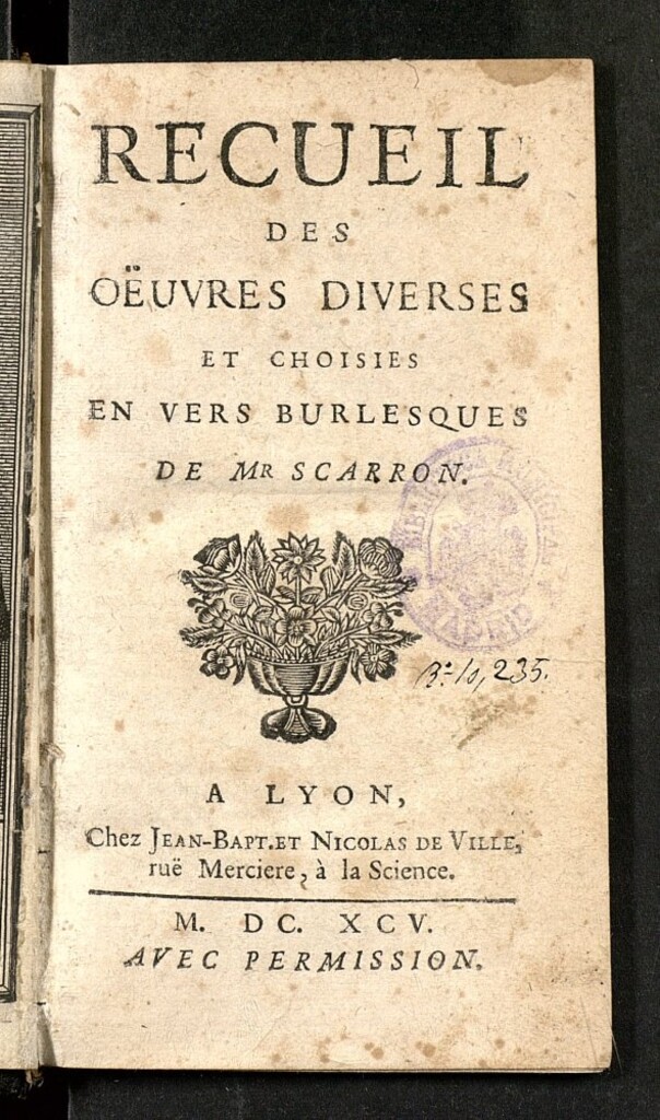 Miniatura de Recueil des oéuvres diverses et choisies en vers burlesques