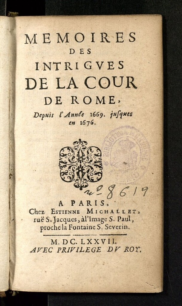 Miniatura de Memoires des intrigues de la Cour de Rome : depuis l'année 1669 jusques en 1676