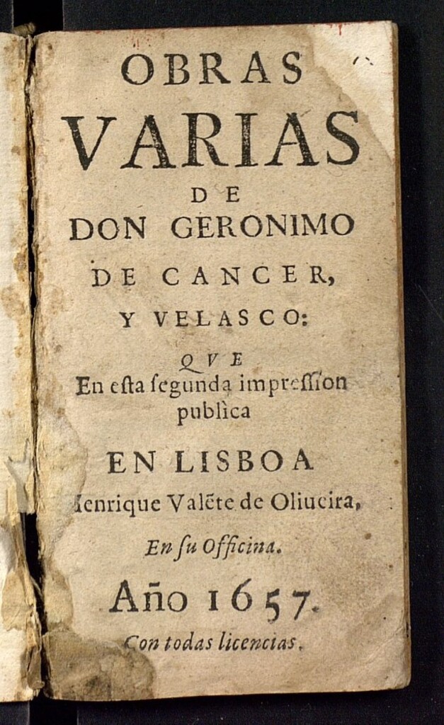 Miniatura de Obras varias de Don Geronimo de Cancer y Velasco ...
