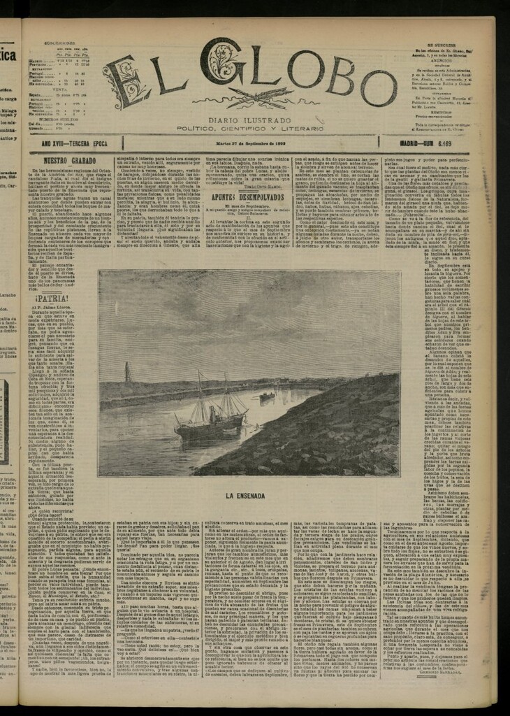 Miniatura de El Globo : diario ilustrado del 27 de septiembre de 1892, nº 6169