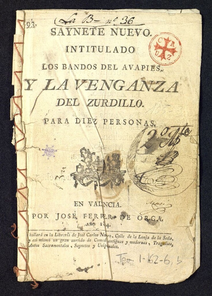 Miniatura de Saynete nuevo intitulado Los bandos del Avapies, y la venganza del zurdillo
