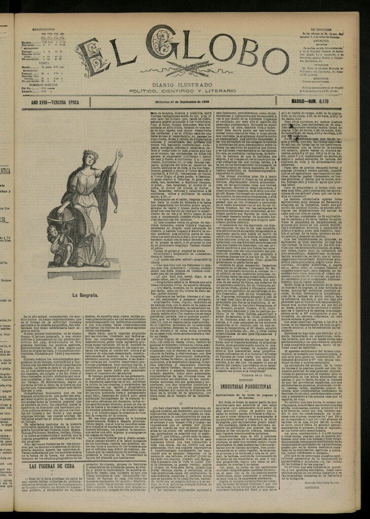Miniatura de El Globo : diario ilustrado del 28 de septiembre de 1892, nº 6170