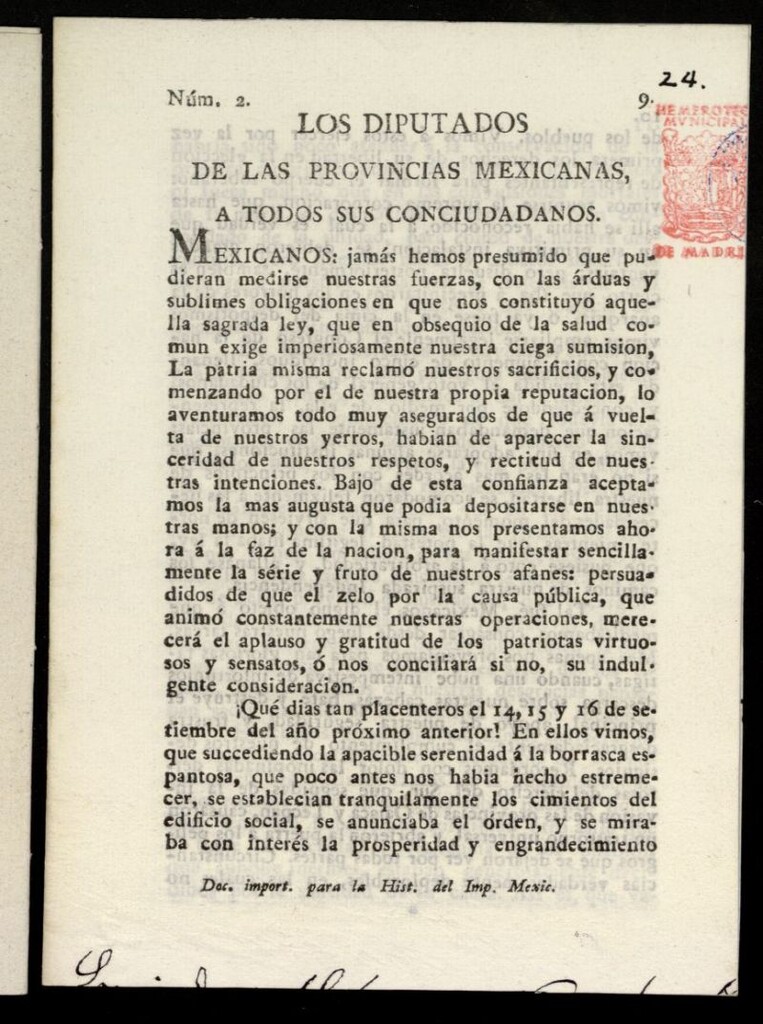 Miniatura de Los diputados de las provincias mexicanas a todos sus conciudadanos
