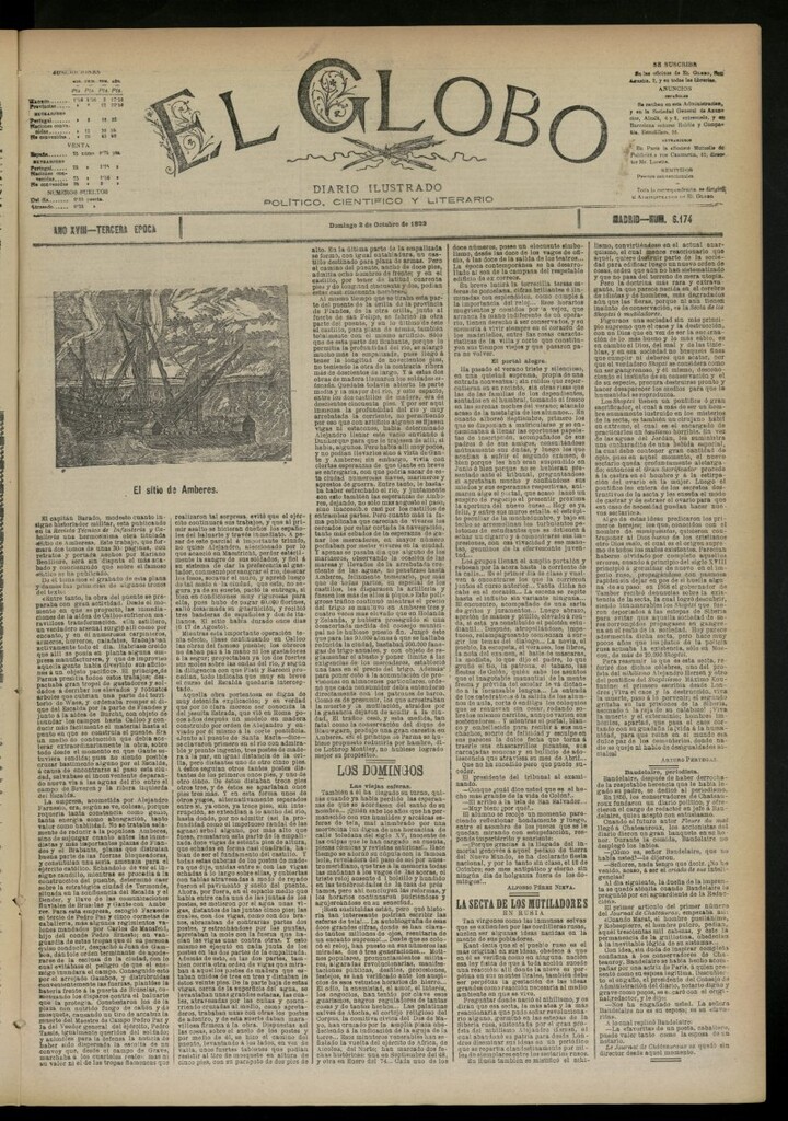 Miniatura de El Globo : diario ilustrado del 2 de octubre de 1892, nº 6174