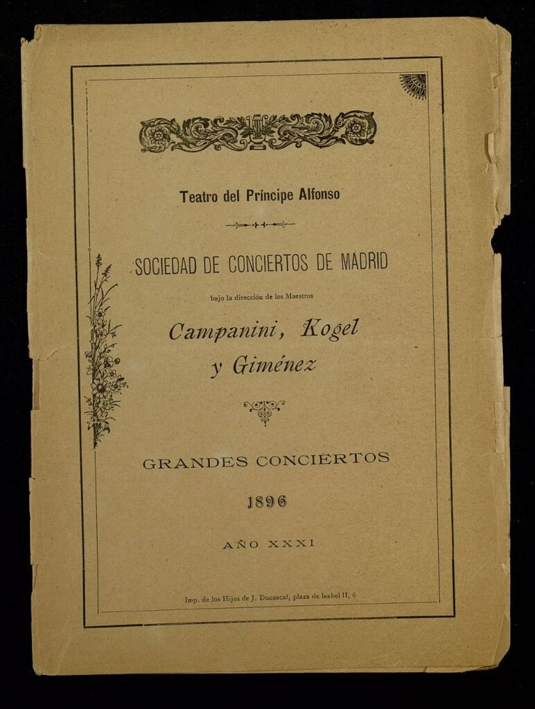 Miniatura de Grandes conciertos: Teatro del Príncipe Alfonso 1896