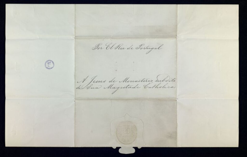 Miniatura de Carta del Rei de Portugal a Jesús de Monasterio nombrándole Comendador de la Real Orden Militar Portuguesa