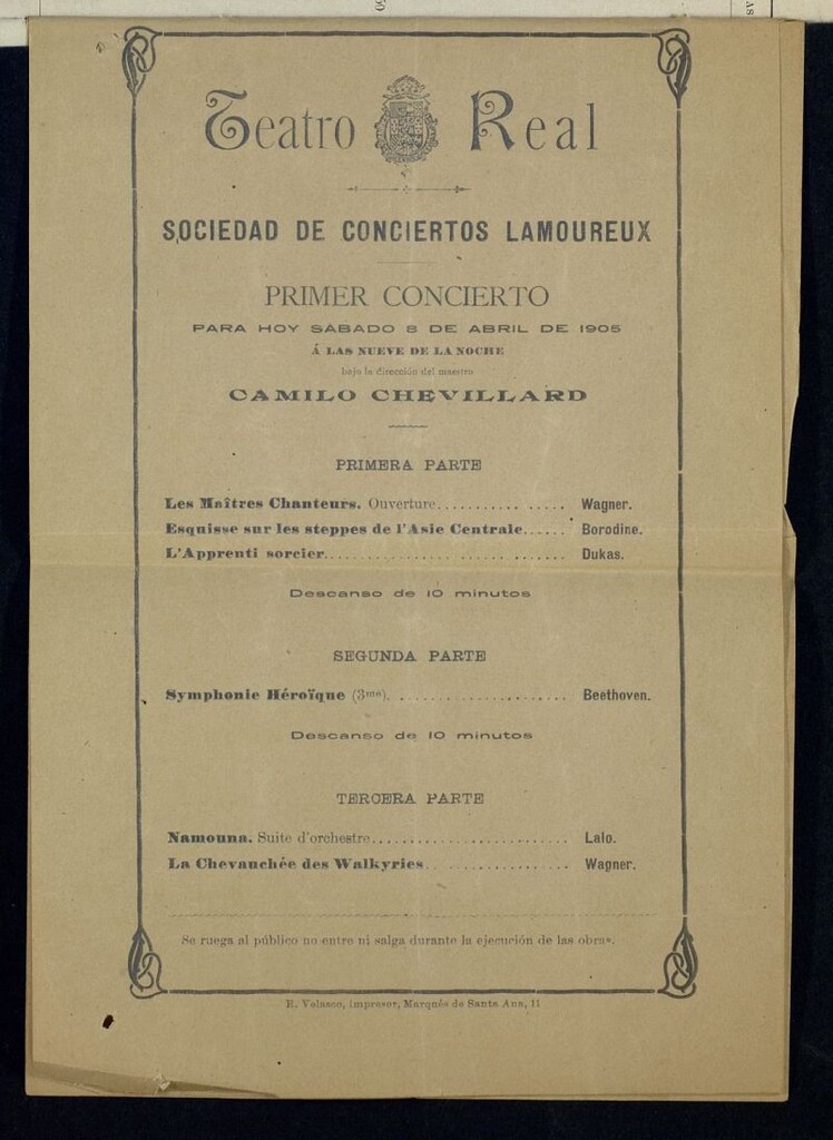 Miniatura de Programas de conciertos: Teatro Real 1905