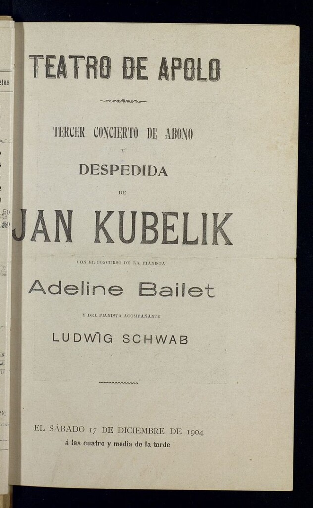 Miniatura de Programas de conciertos: Teatro de Apolo 1904