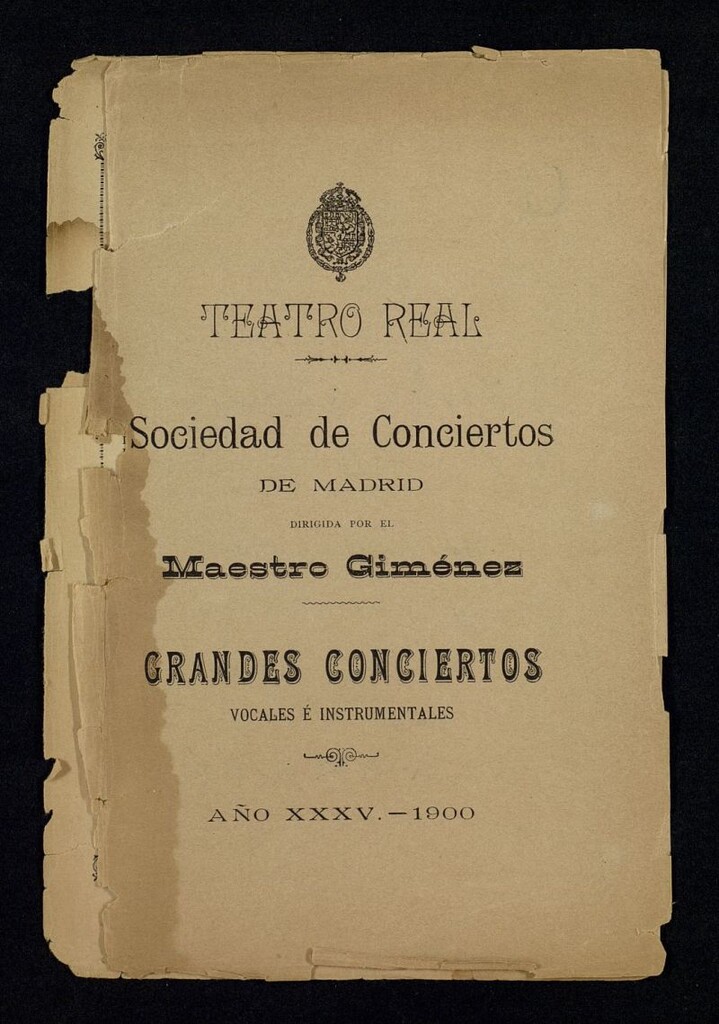 Miniatura de Grandes conciertos vocales e instrumentales. Año XXXV. Teatro Real, 1900