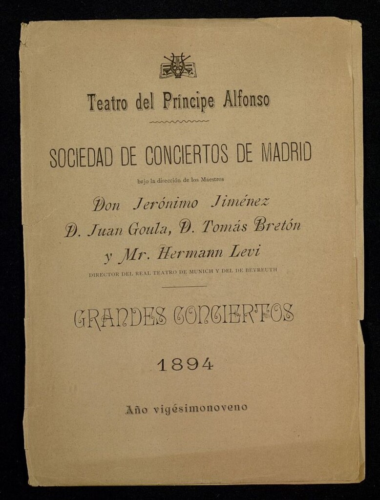 Miniatura de Grandes conciertos. Año Vigésimonoveno. Teatro del Príncipe Alfonso, 1894