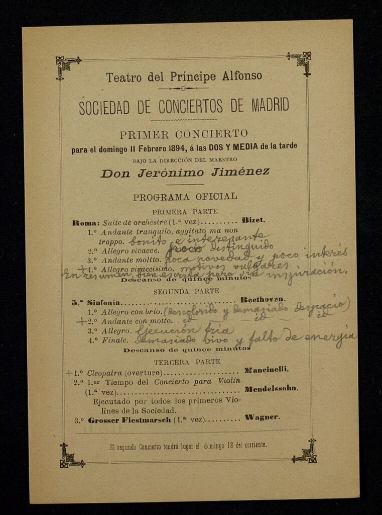 Miniatura de Programas de conciertos. Año XXIX: Teatro del Príncipe Alfonso, 1894