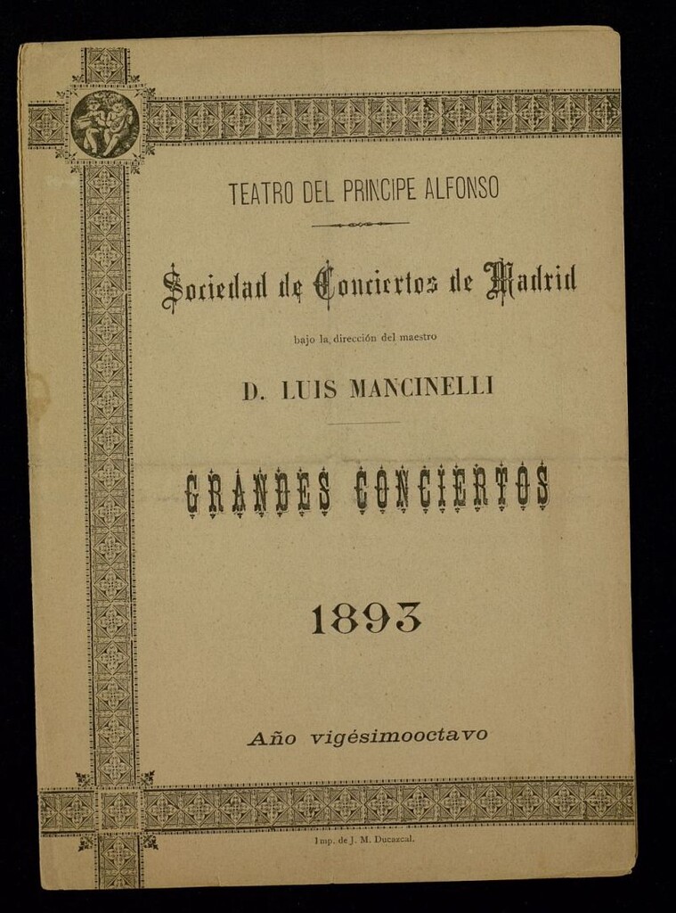 Miniatura de Grandes Conciertos. Año Vigésimoctavo. Teatro del Príncipe Alfonso , 1893