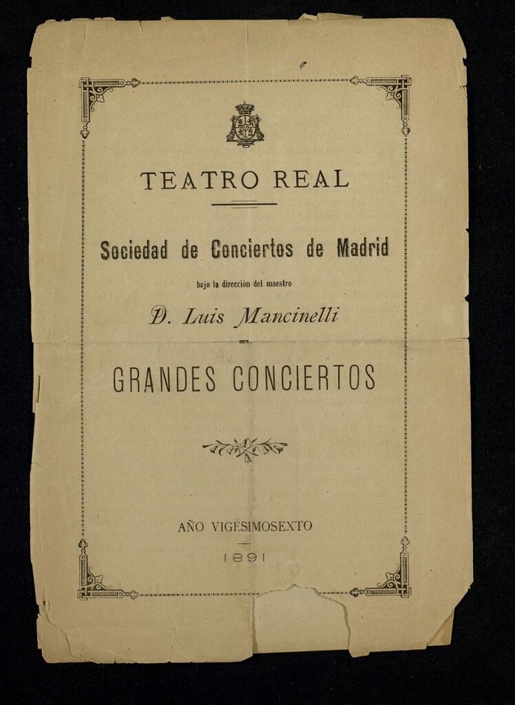 Miniatura de Grandes Conciertos. Año Vigésimosexto. Teatro Real , 1891