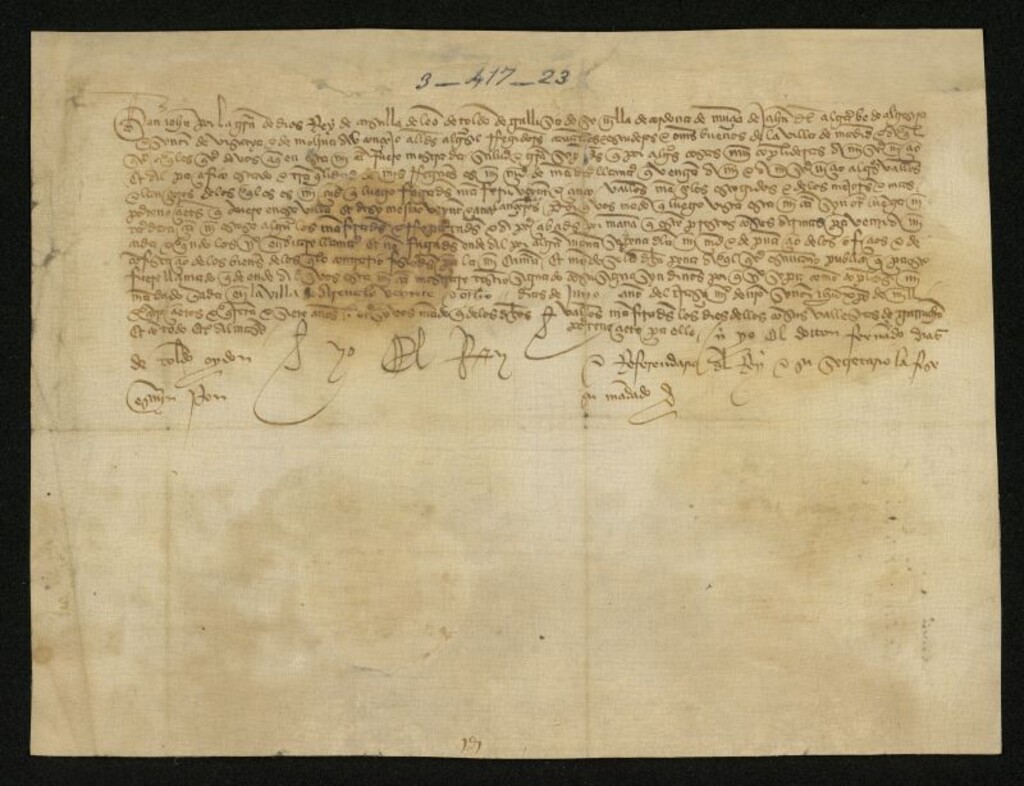 Miniatura de Provisión de Juan II ordenando a la villa de Madrid que tuviera dispuestos veinticinco ballesteros y veinticinco lanceros armados para el servicio
