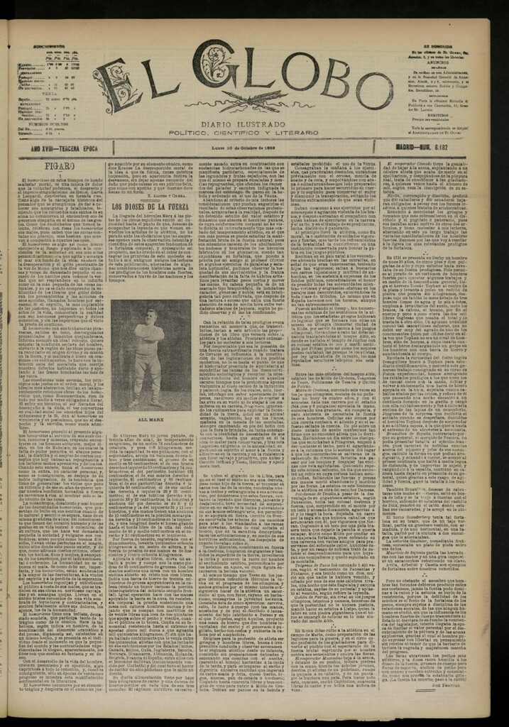 Miniatura de El Globo : diario ilustrado del 10 de octubre de 1892, nº 6182