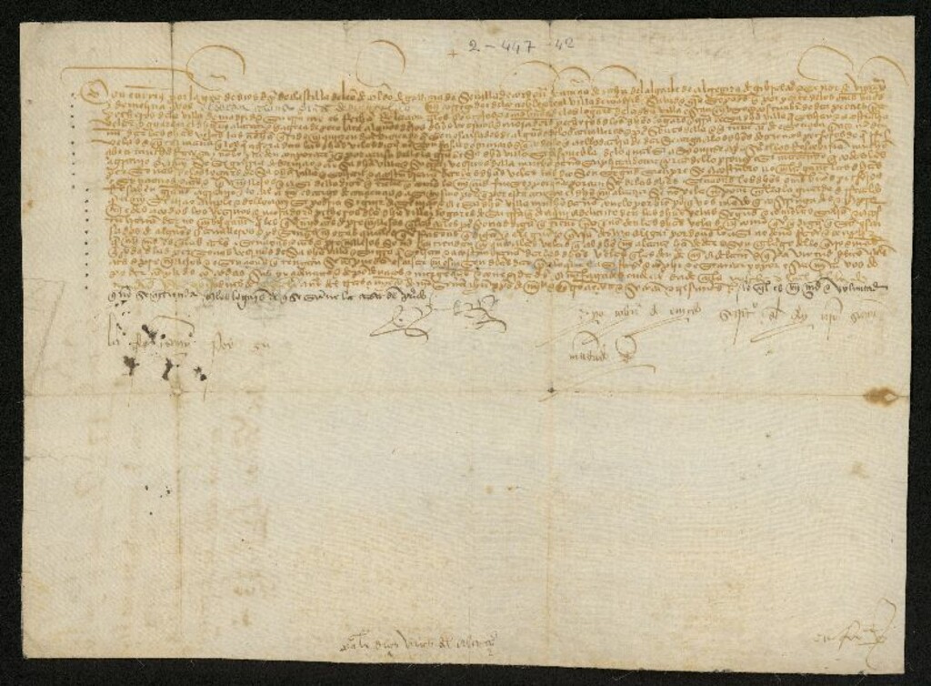 Miniatura de Real Cédula de Enrique IV prohibiendo que se hagan exenciones cuando se trate de las velas y servicio de Alcázar, y ordenando a Alonso Díaz de Montalvo que haga cumplir esta disposición