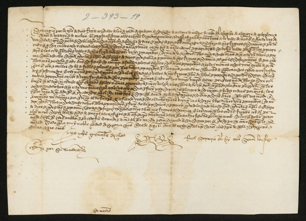 Miniatura de Provisión de Enrique IV ordenando a la Villa enviar para el día de Reyes los mismos procuradores que habían intervenido en las últimas Cortes, Pedro Núñez de Toledo y Fernando, contador