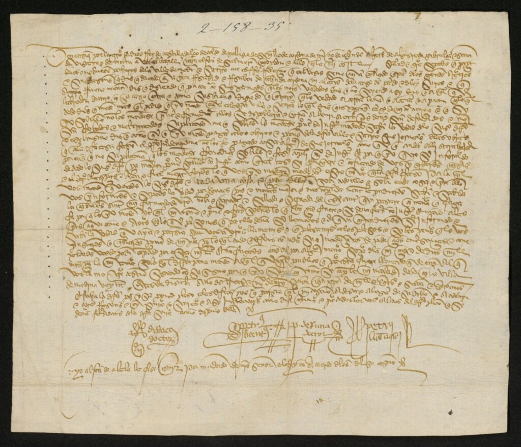 Miniatura de Provisión de Enrique IV encargando al bachiller Juan Alfonso de Salmerón informe sobre los agravios que el alcalde del Pardo ha infligido a los buenos hombres pecheros de Madrid