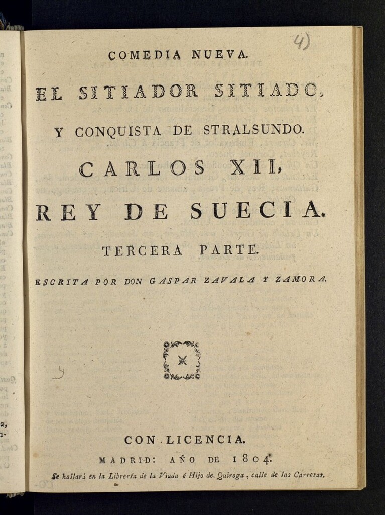Miniatura de El sitiador sitiado, y conquista de Stralsundo. Carlos XII, Rey de Suecia