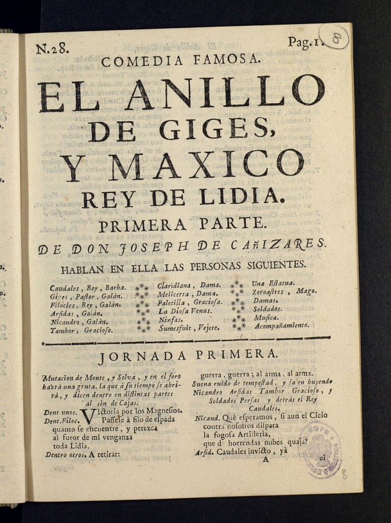 Miniatura de El anillo de Giges, y Maxico Rey de Lidia