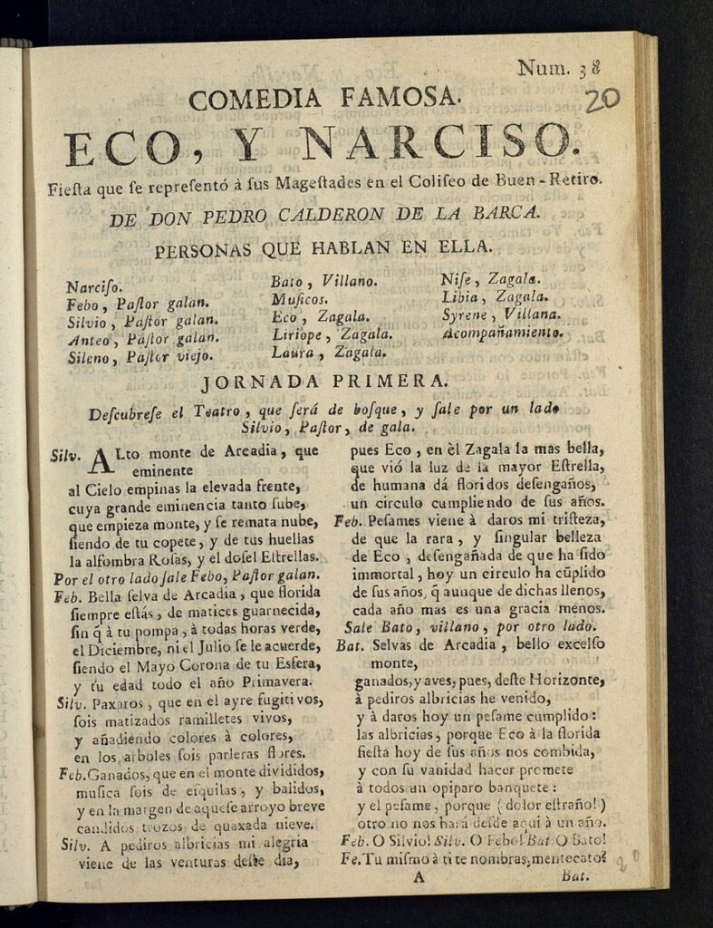 Miniatura de Eco, y Narciso