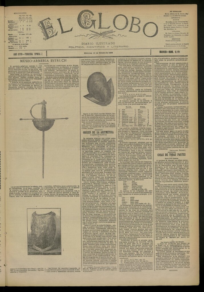 Miniatura de El Globo : diario ilustrado del 19 de octubre de 1892, nº 6191