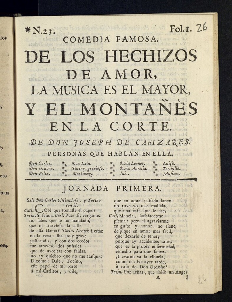 Miniatura de De los hechizos de amor, la música es el mayor, y El montañés en la corte