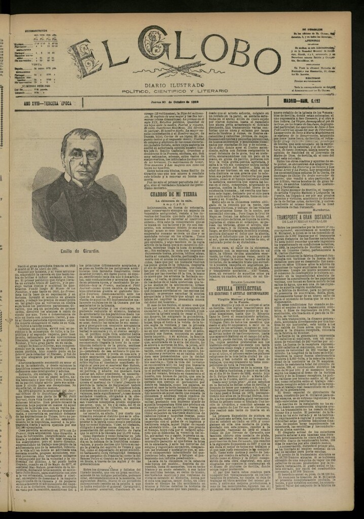 Miniatura de El Globo : diario ilustrado del 20 de octubre de 1892, nº 6192