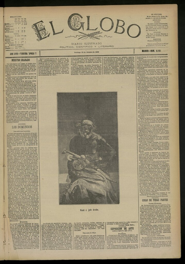 Miniatura de El Globo : diario ilustrado del 23 de octubre de 1892, nº 6195